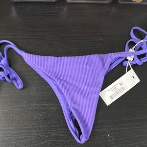 Frankie's Bikinis Purple sky Ribbed Bikini Bottom